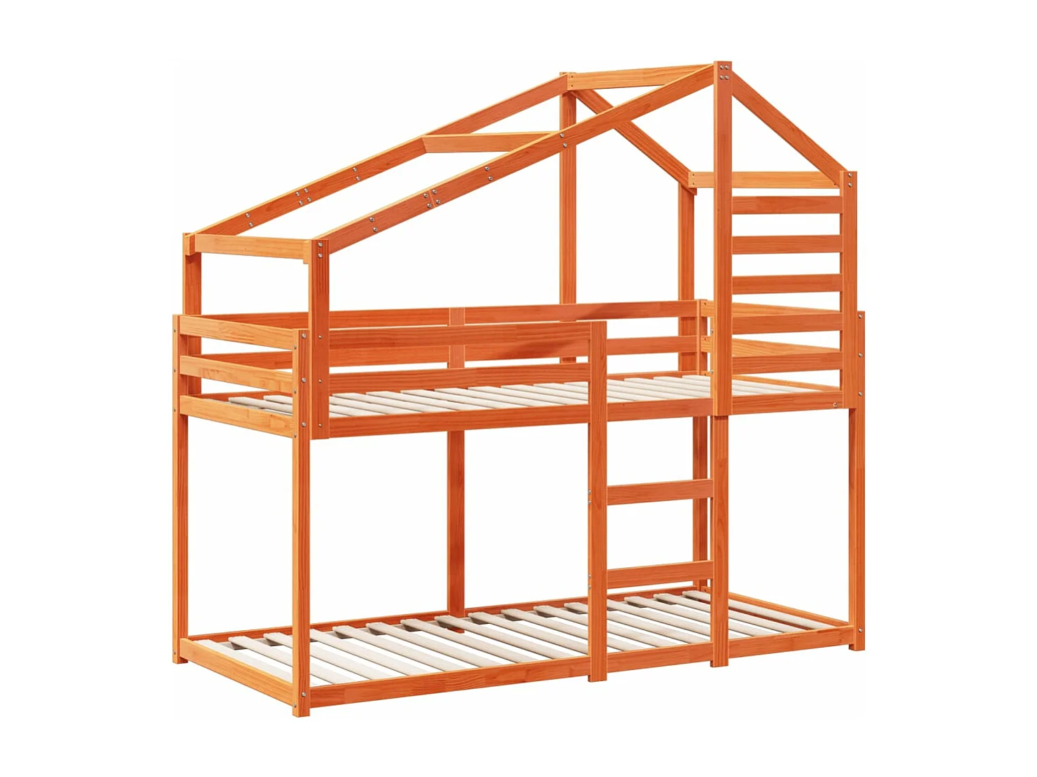 Lit superposé avec toit cire marron 90x190cm bois massif de pin FR65423