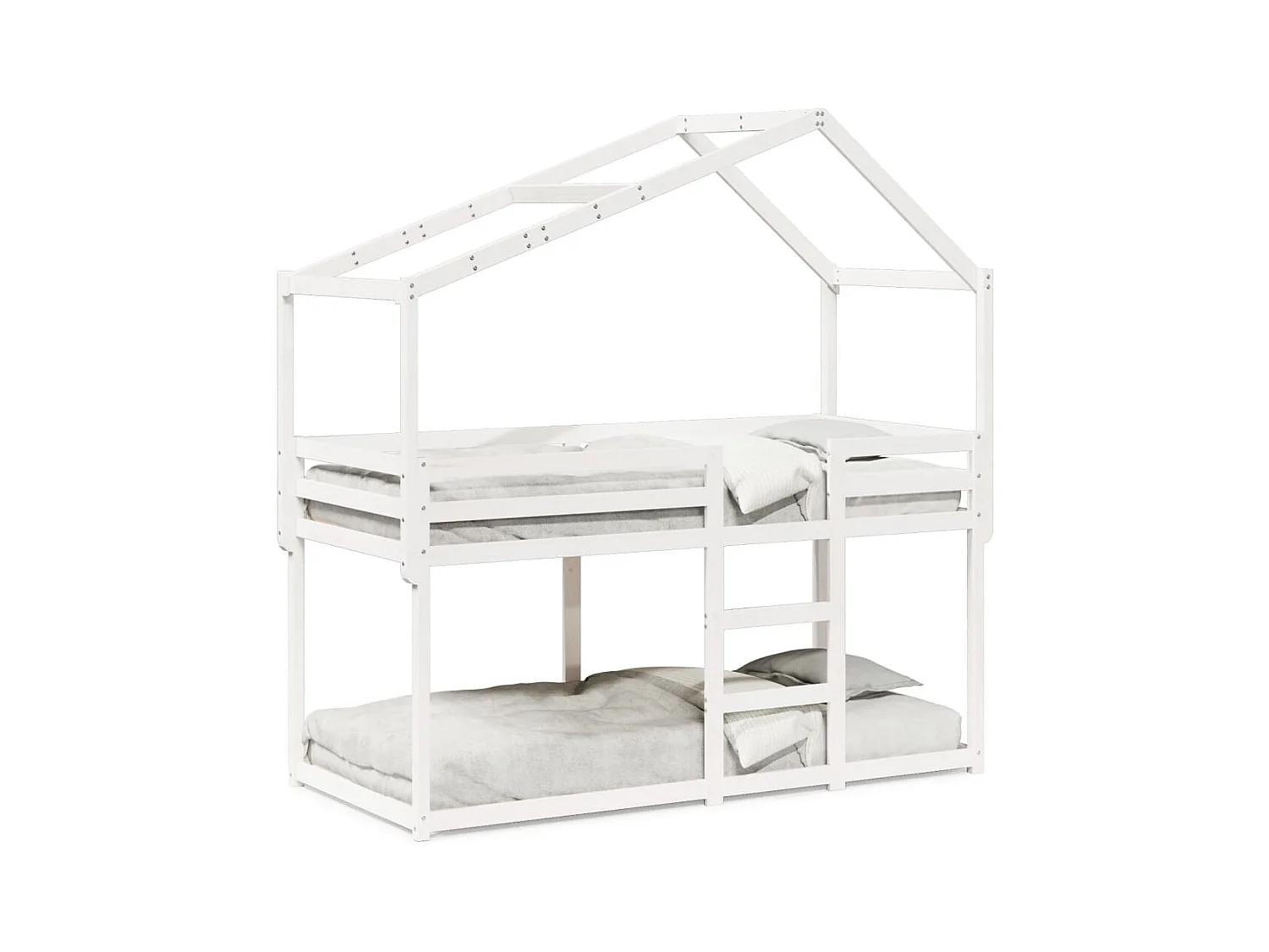 Lit superposé avec toit blanc 75x190 cm bois massif de pin FR46521