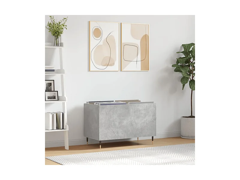 Mueble discos madera contrachapada gris hormigón 74,5x38x48 cm ES506194