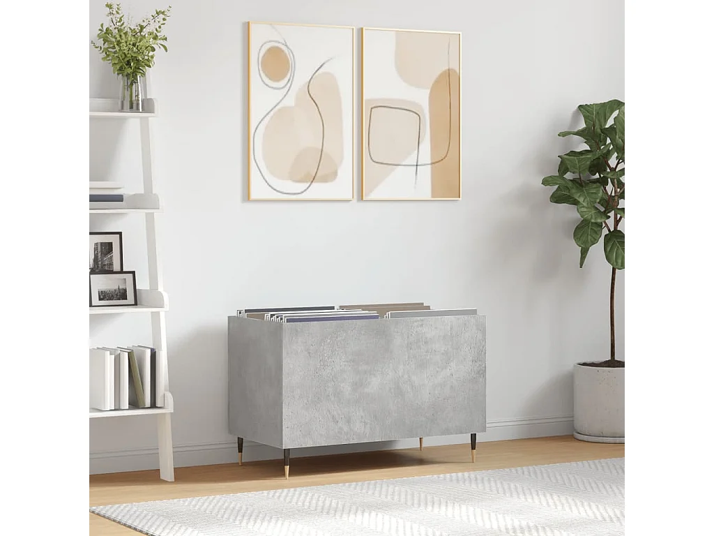 Platenkast 74,5x38x48 cm bewerkt hout betongrijs BE275918