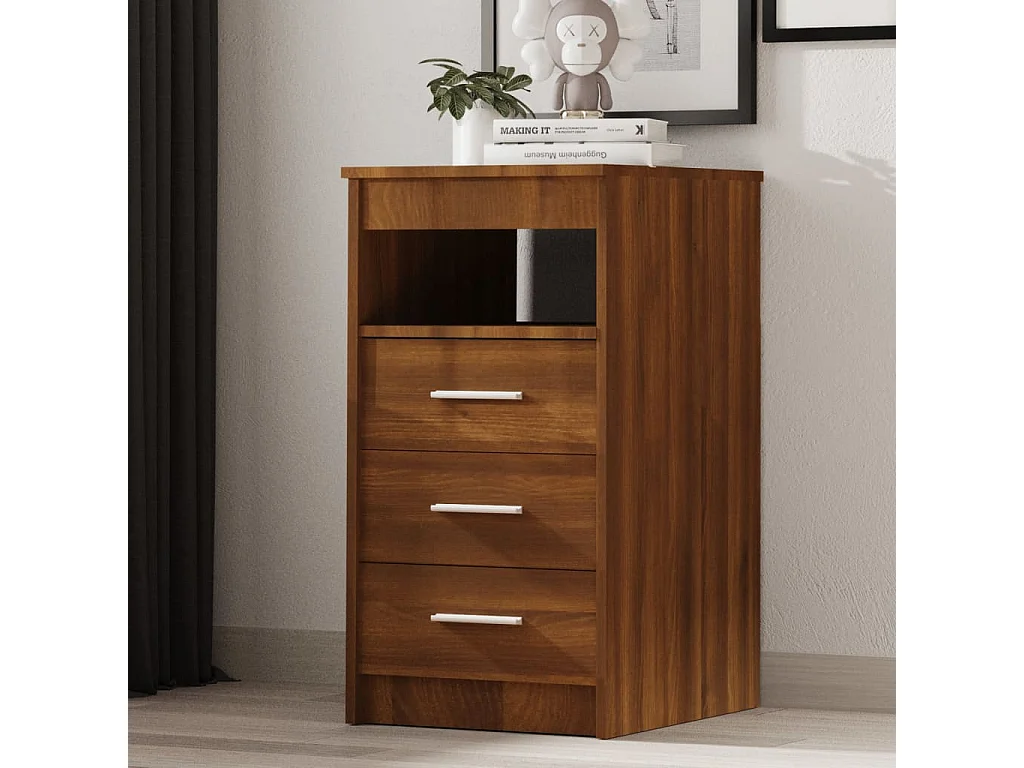 Cajonera de madera contrachapada roble marrón 40x50x76cm ES724940