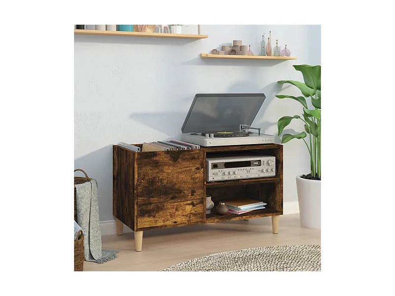 Armoire à disques chêne fumé 84,5x38x48 cm bois d'ingénierie FR49842