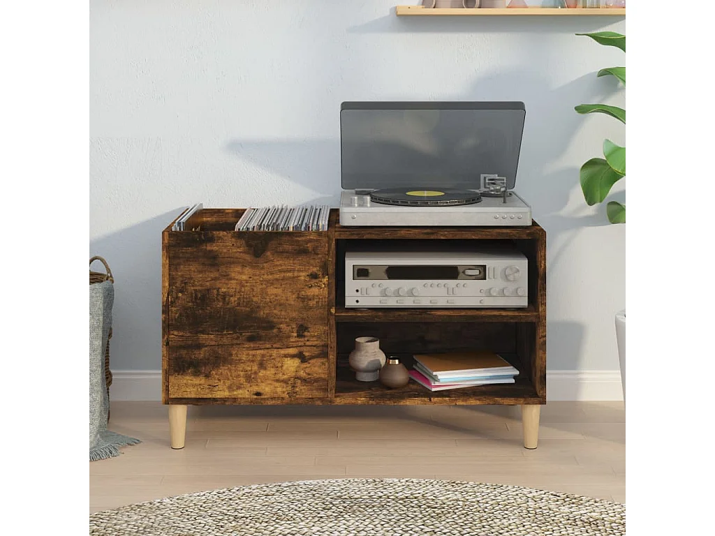 Armoire à disques chêne fumé 84,5x38x48 cm bois d'ingénierie FR49842