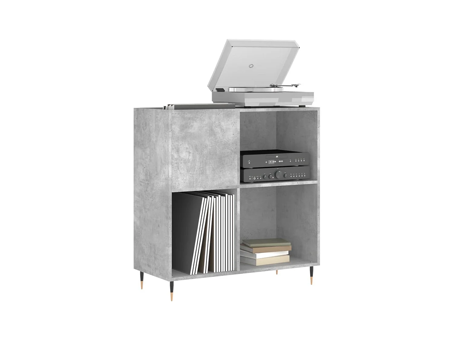 Armoire à disques gris béton 84,5x38x89 cm bois d'ingénierie FR59010