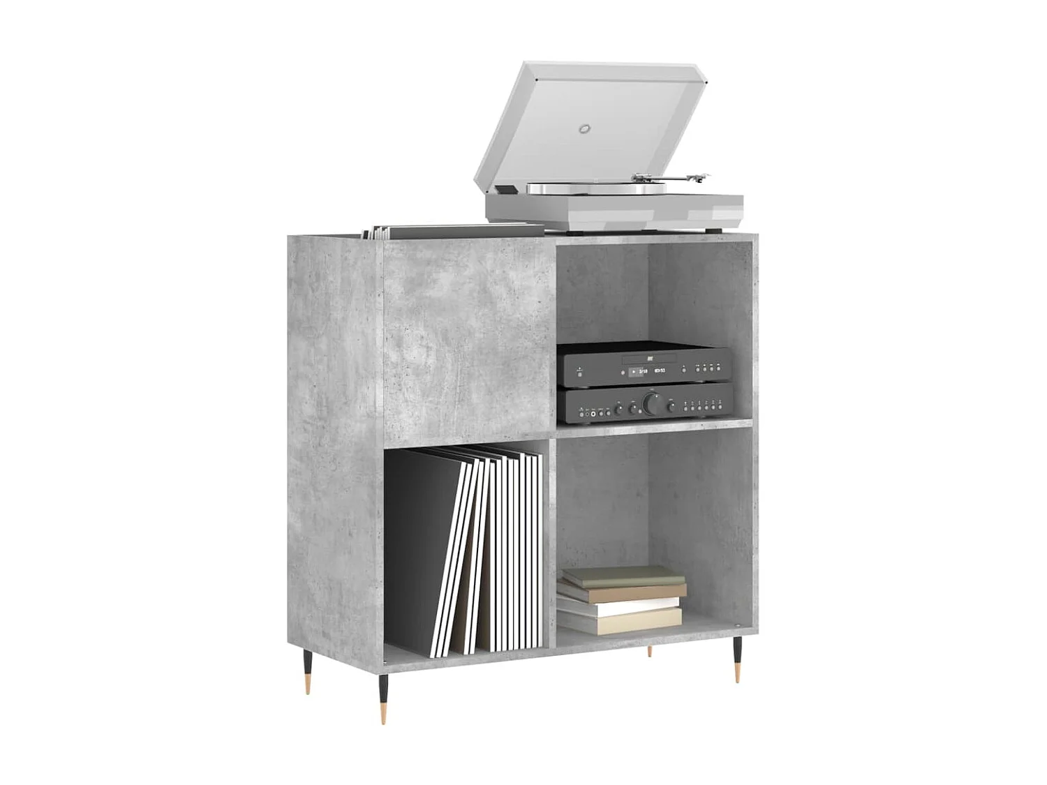 Armoire à disques gris béton 84,5x38x89 cm bois d'ingénierie FR59010