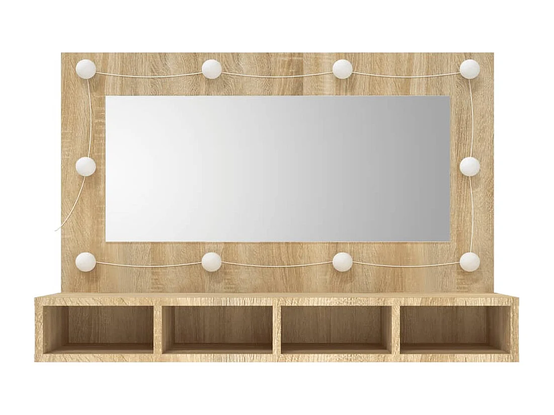 Armário espelhado com LED 90x31,5x62 cm carvalho sonoma PT793045