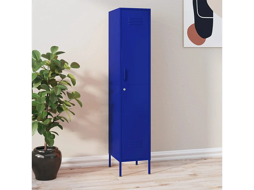 Armoire à casiers Bleu marine 35x46x180 cm Acier FR79528
