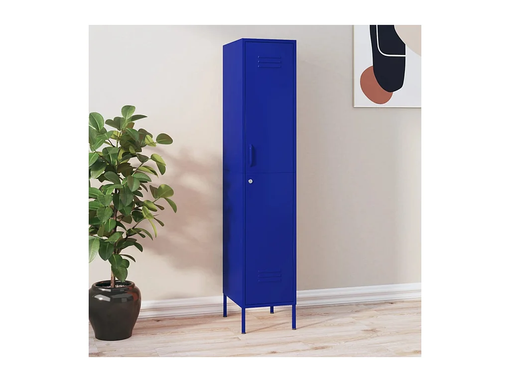 Armoire à casiers Bleu marine 35x46x180 cm Acier FR79528