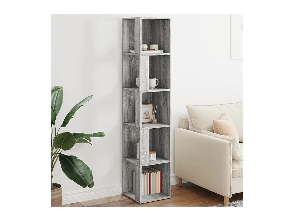 Hoekkast 33x33x164,5 cm bewerkt hout grijs sonoma eikenkleurig BE635387