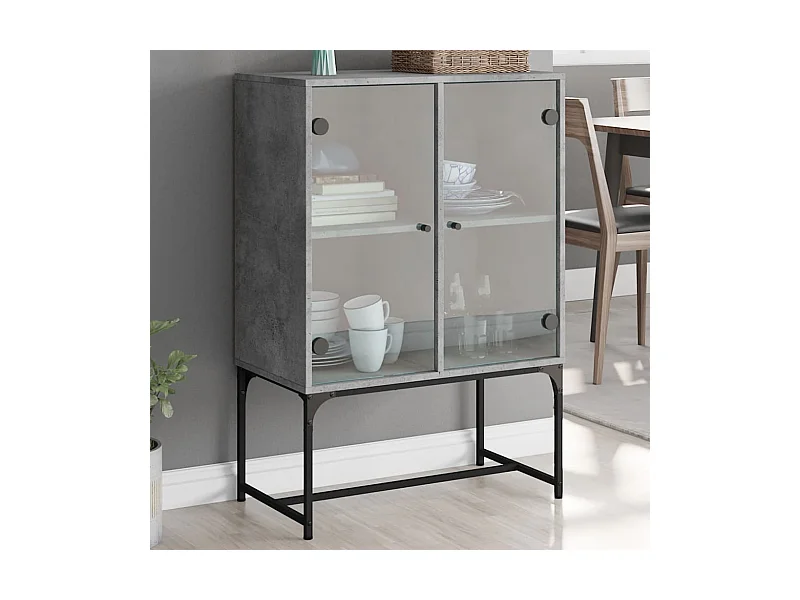 Armario auxiliar puertas de vidrio gris hormigón 69x37x100 cm ES871616