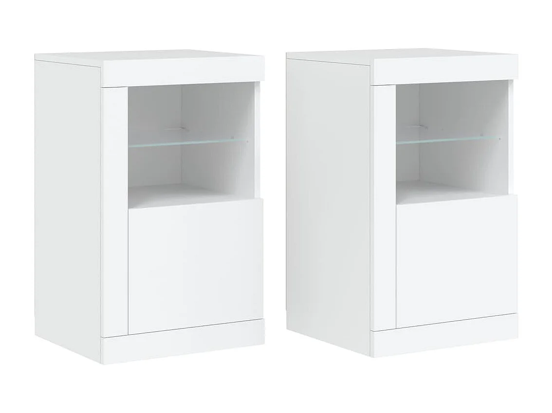 Armoires latérales éclairage LED 2 pcs blanc bois d'ingénierie FR84743