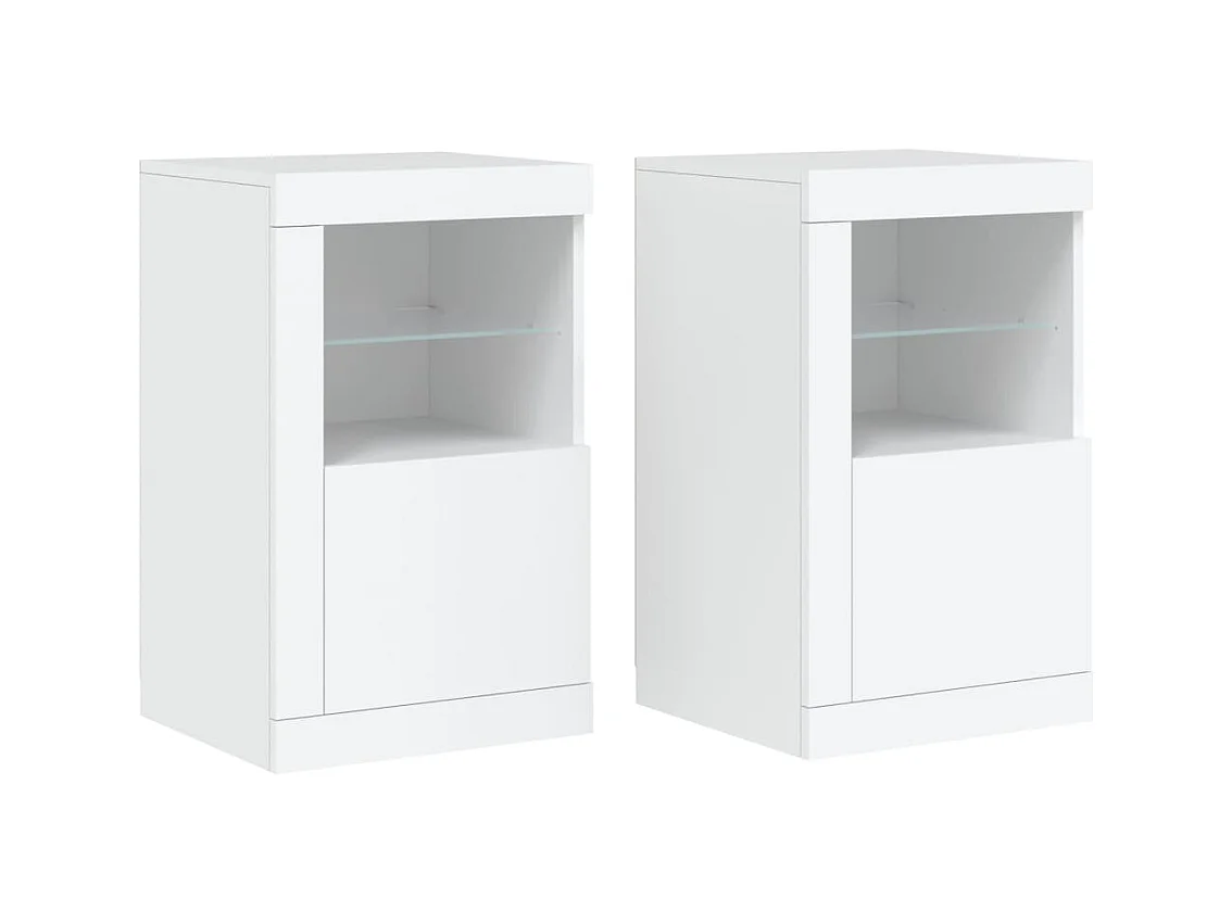 Bijzetkastjes met LED-verlichting 2 st bewerkt hout wit BE167707