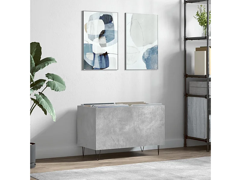 Mueble discos madera contrachapada gris hormigón 74,5x38x48 cm ES114349