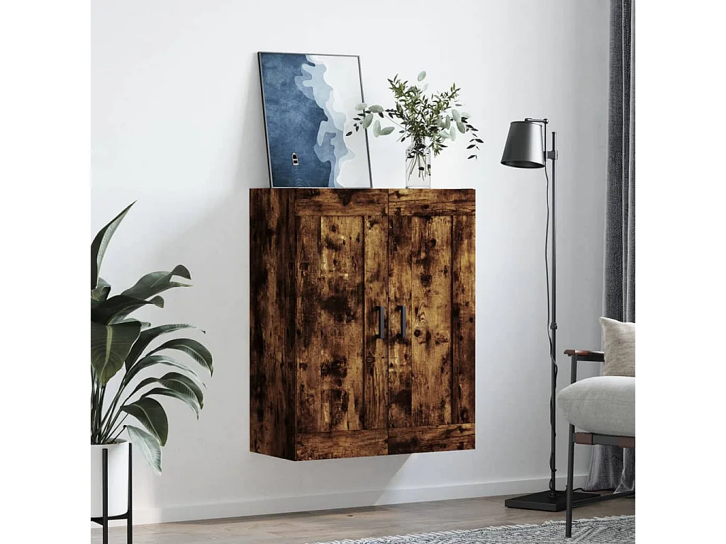 Armoire murale chêne fumé 69,5x34x90 cm bois d'ingénierie FR51196