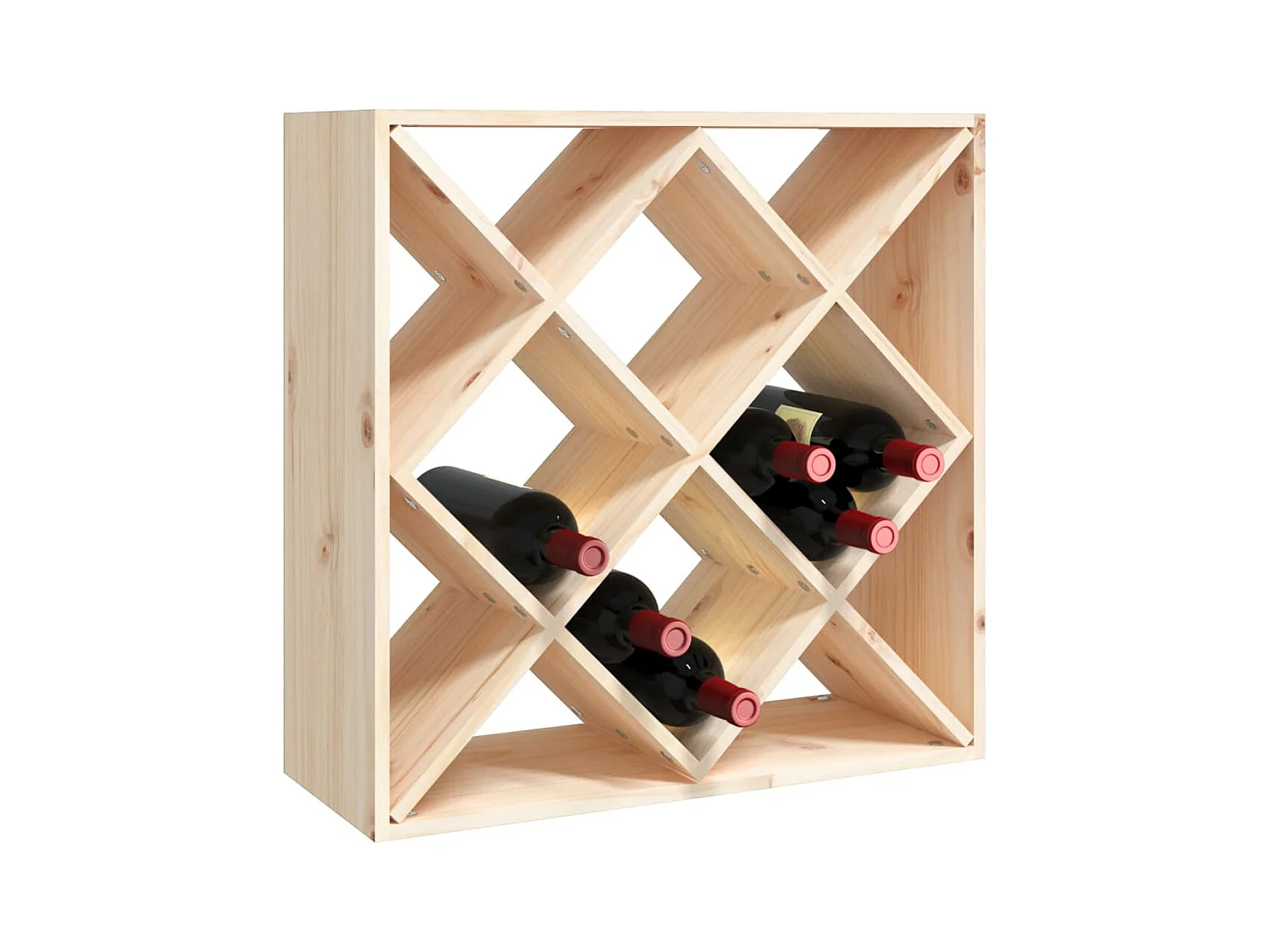 Botellero de madera maciza de pino 62x25x62 cm ES501780
