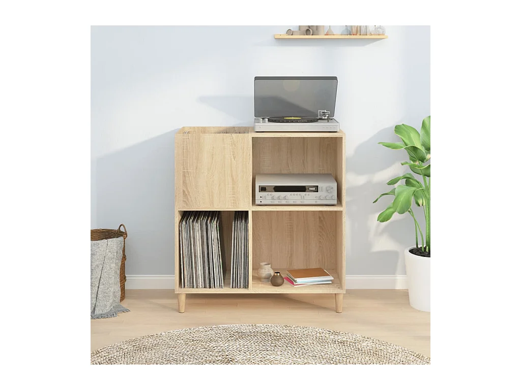 Platenkast 84,5x38x89 cm bewerkt hout sonoma eikenkleurig BE562913