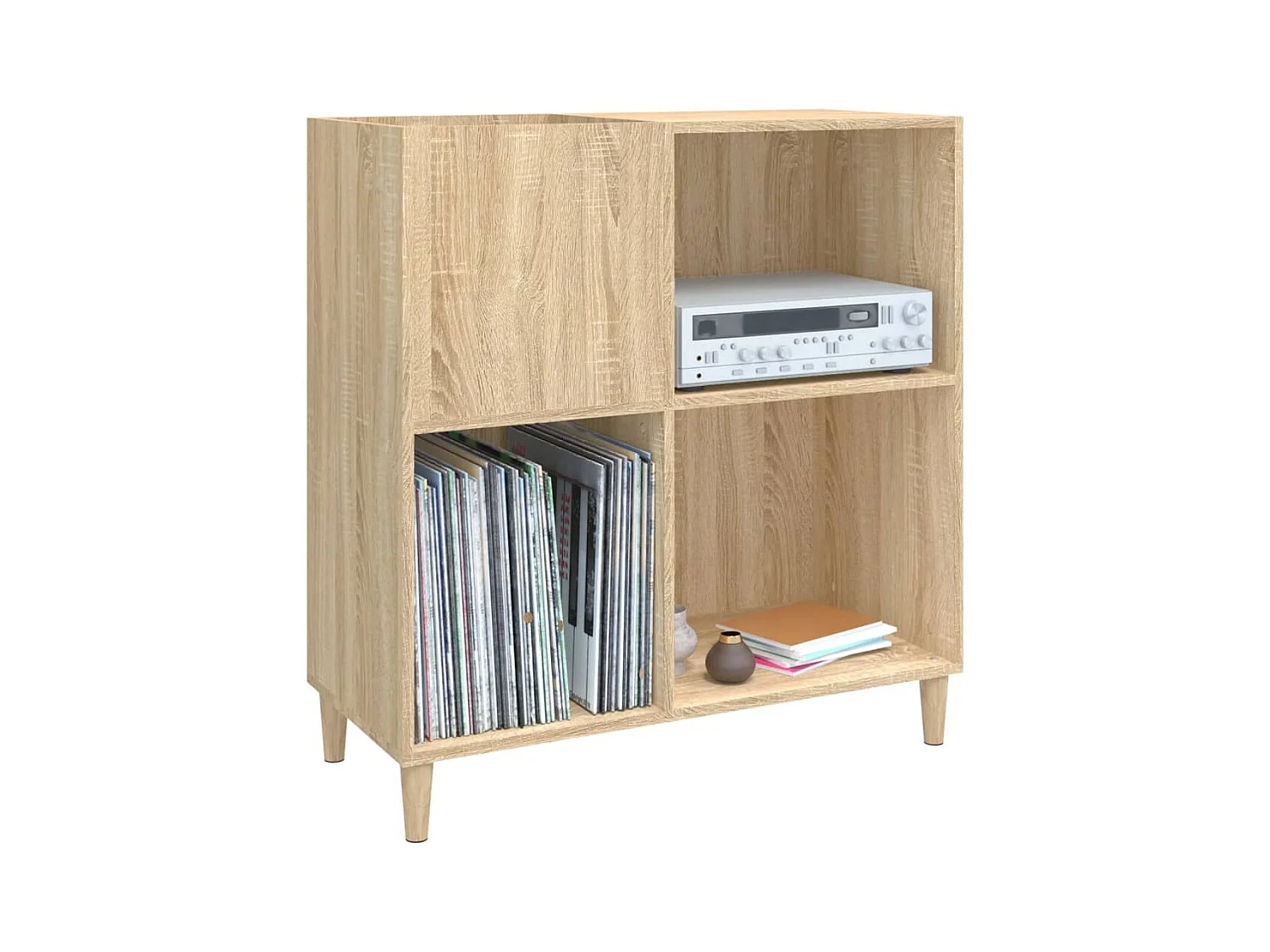 Platenkast 84,5x38x89 cm bewerkt hout sonoma eikenkleurig BE562913