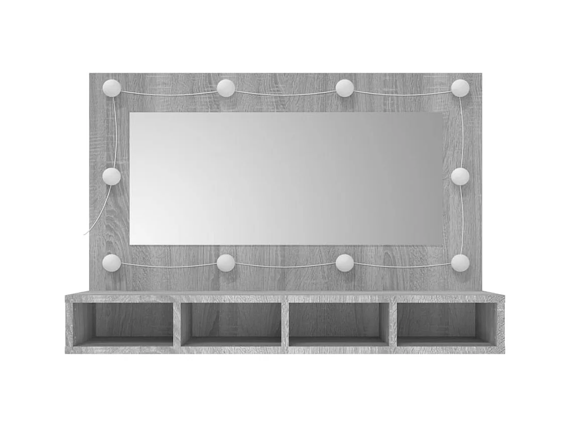Armoire à miroir avec LED Sonoma gris 90x31,5x62 cm FR21612
