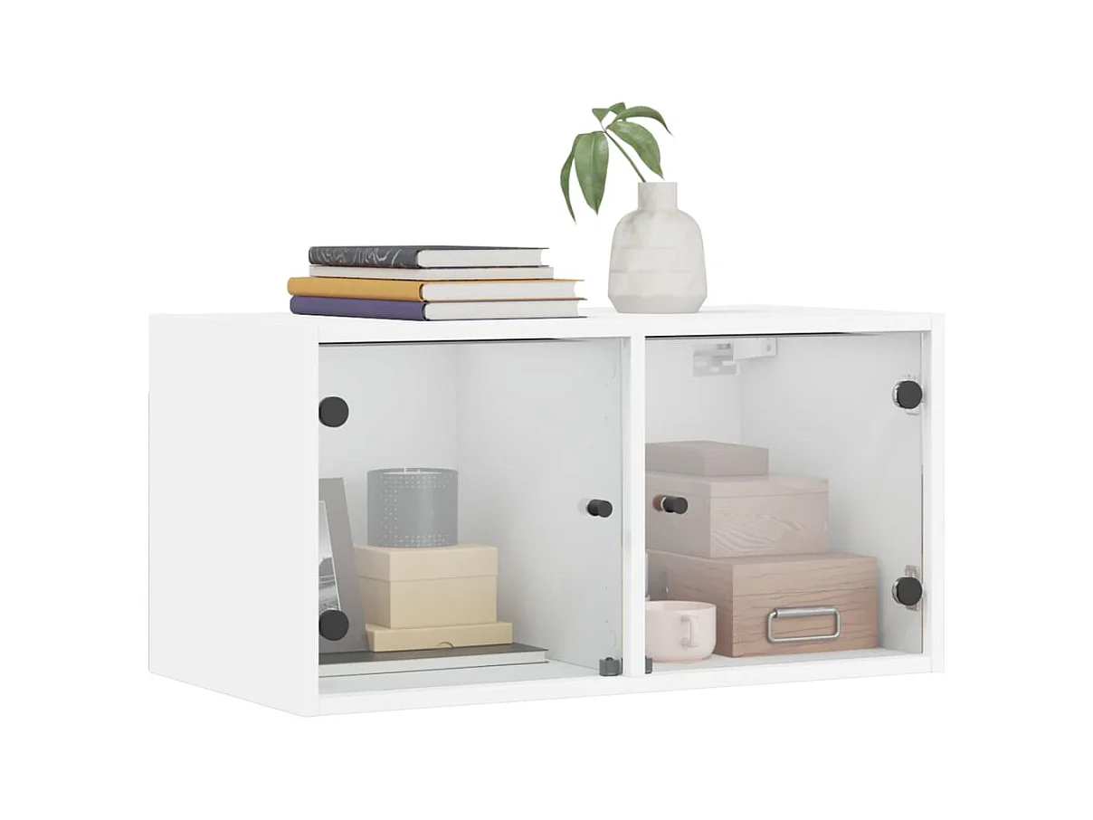 Armoire murale avec portes en verre blanc 68,5x37x35 cm FR93527