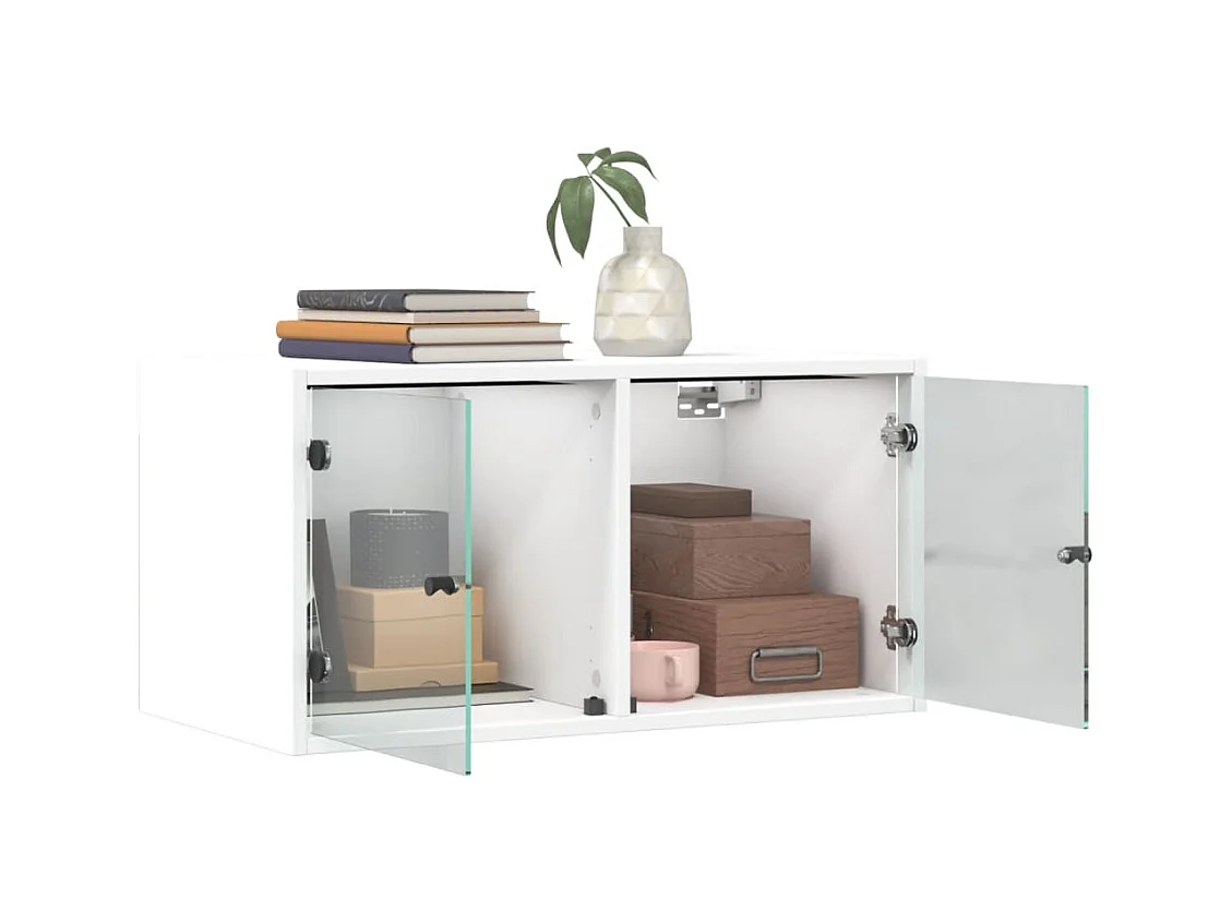 Armoire murale avec portes en verre blanc 68,5x37x35 cm FR93527