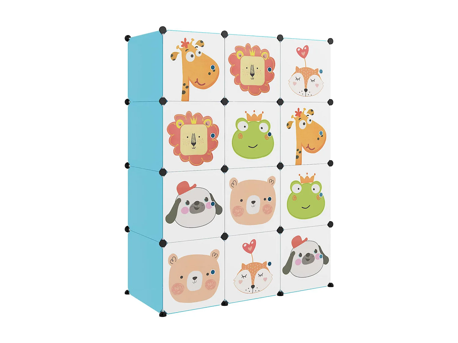 Kinderopbergmeubel met 12 vakken polypropeen blauw BE357192