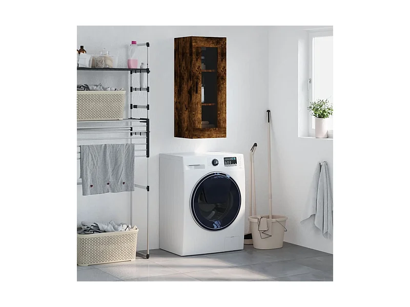 Wandkast 34,5x34x90 cm gerookt eikenkleurig BE299935