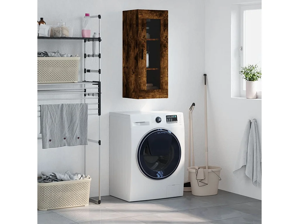 Armoire murale chêne fumé 34,5x34x90 cm FR37363