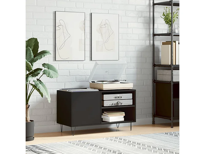 Armoire à disques noir 85x38x48 cm bois d'ingénierie FR43005