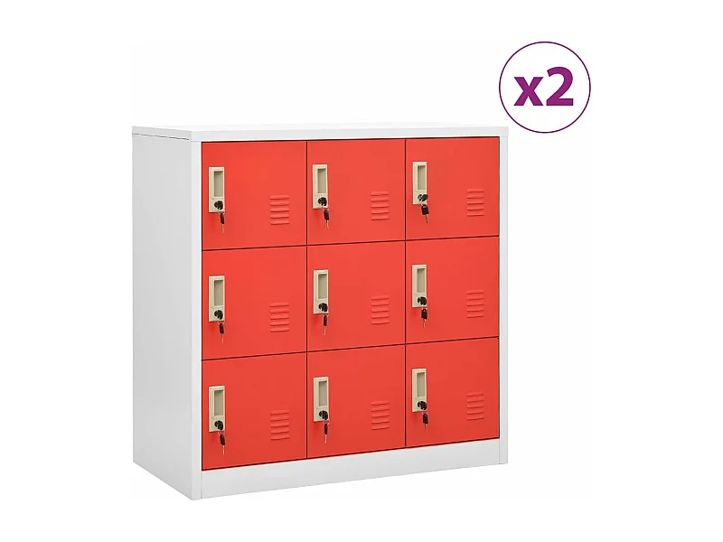 Lockerkasten 2 st 90x45x92,5 cm staal lichtgrijs en rood BE177034