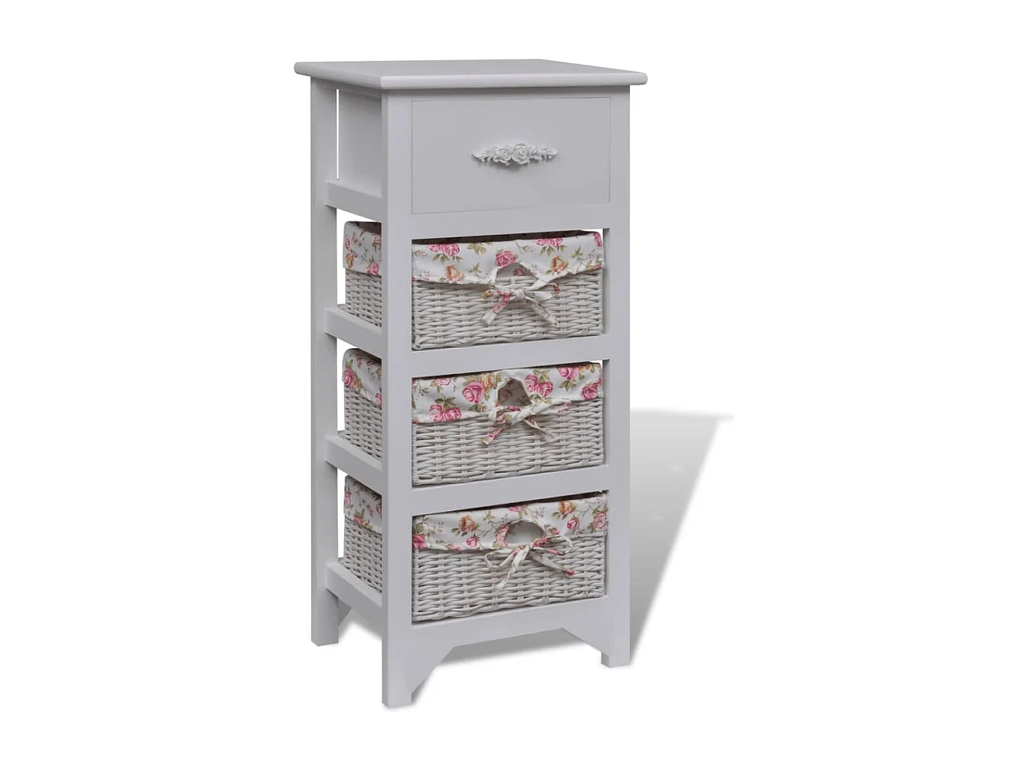 Armoire avec 1 tiroir et 3 paniers Blanc Bois de Paulownia FR76832