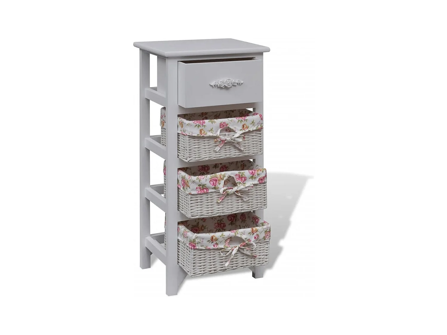 Armoire avec 1 tiroir et 3 paniers Blanc Bois de Paulownia FR76832