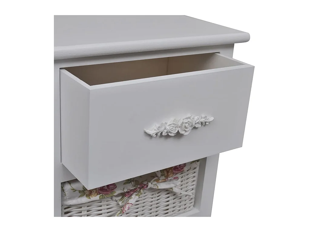 Kast met 1 lade en 3 manden paulowniahout wit  BE715688