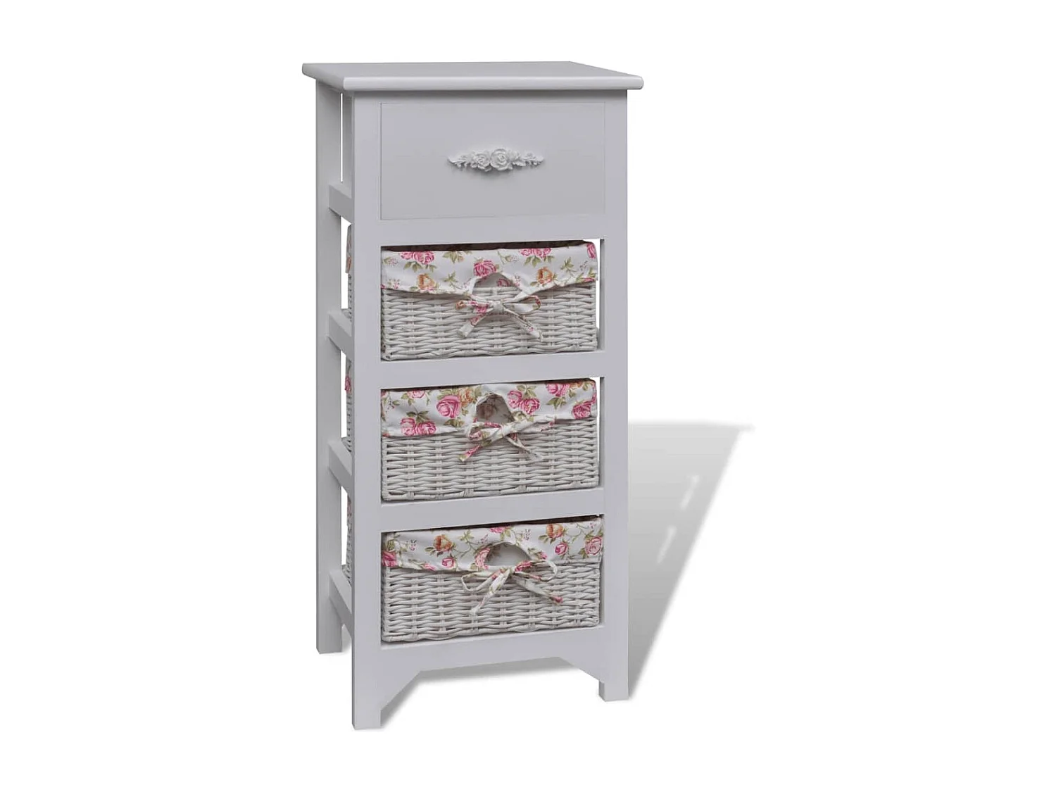 Kast met 1 lade en 3 manden paulowniahout wit  BE715688