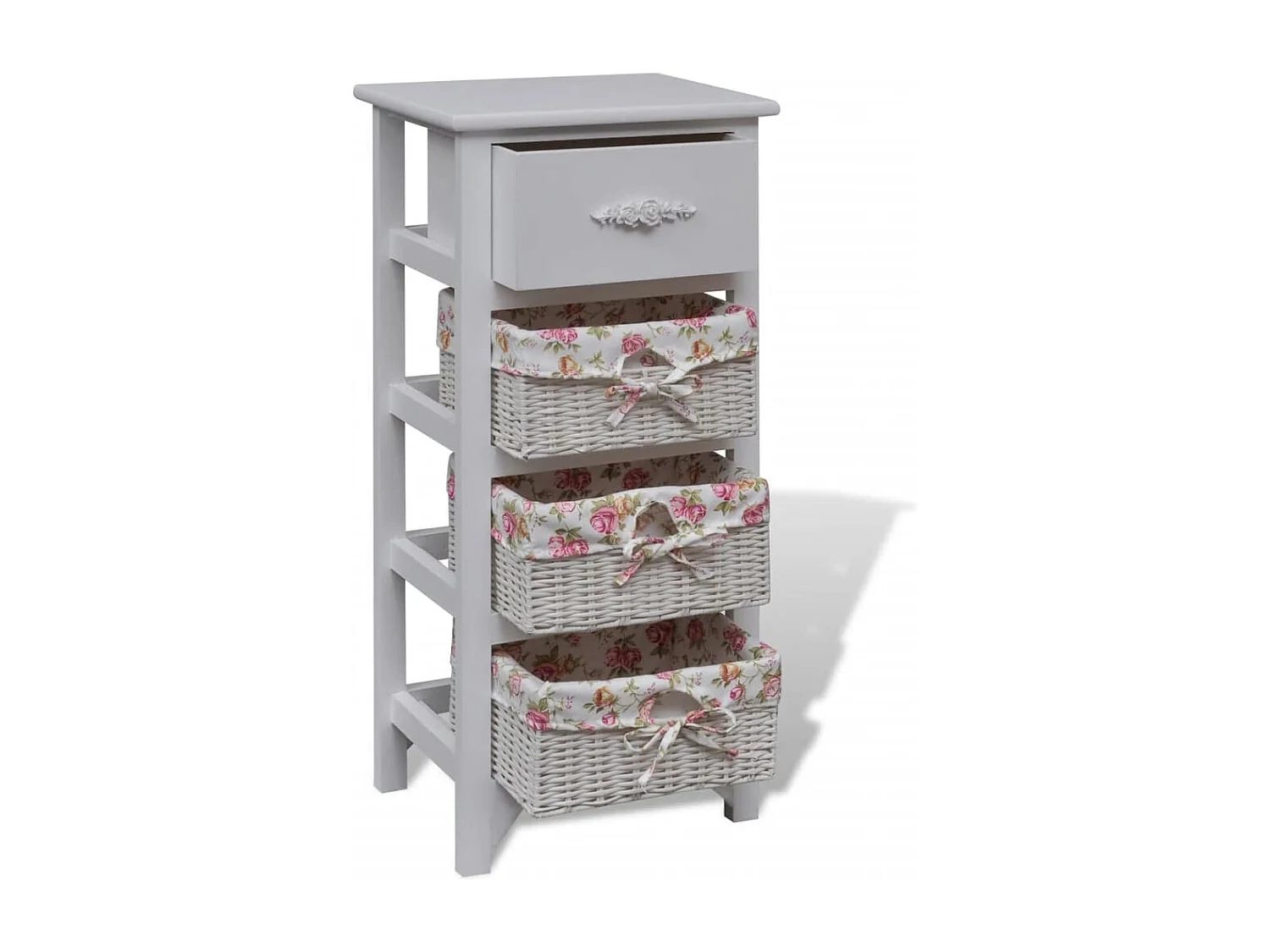 Kast met 1 lade en 3 manden paulowniahout wit  BE715688