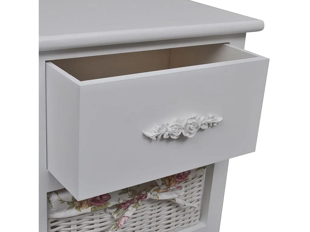 Kast met 1 lade en 3 manden paulowniahout wit  BE715688