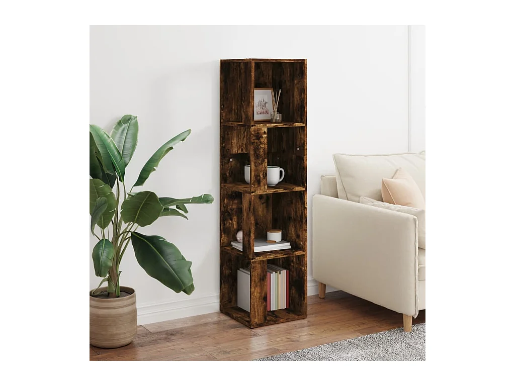 Hoekkast 33x33x132 cm bewerkt hout gerookt eikenkleurig BE568365