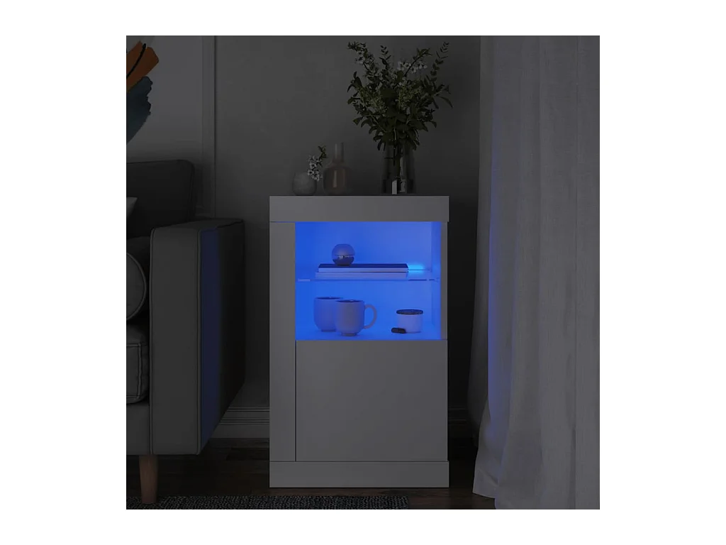 Armoire latérale avec éclairage LED blanc bois d'ingénierie FR28761