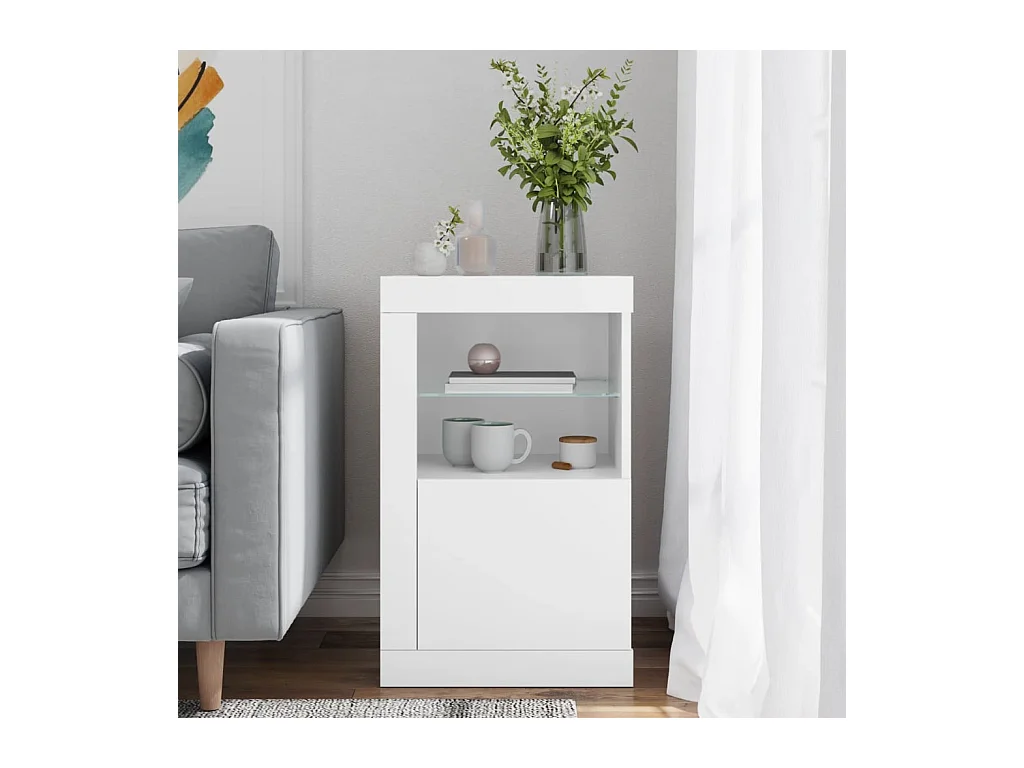 Armoire latérale avec éclairage LED blanc bois d'ingénierie FR28761