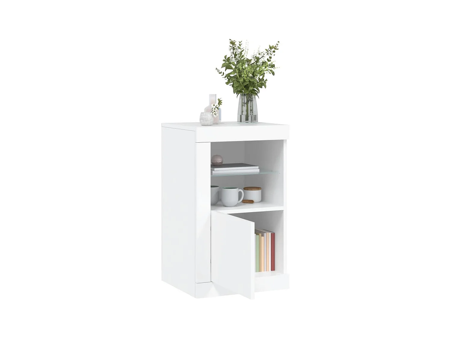 Armoire latérale avec éclairage LED blanc bois d'ingénierie FR28761