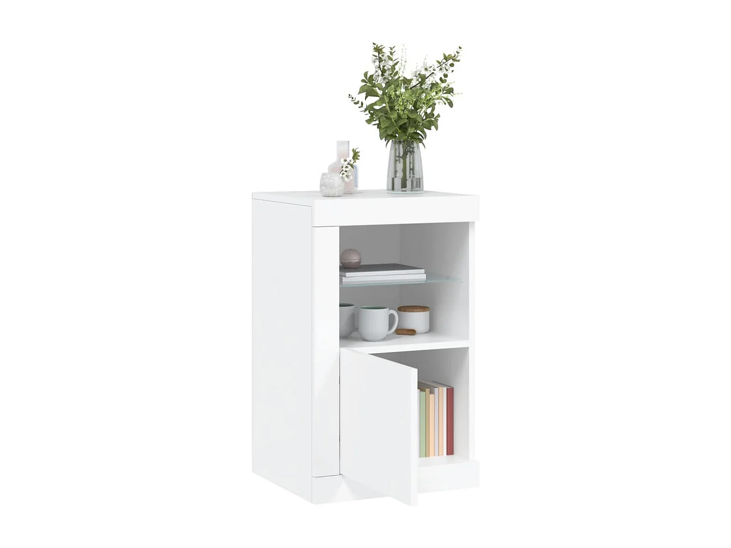 Armoire latérale avec éclairage LED blanc bois d'ingénierie FR28761