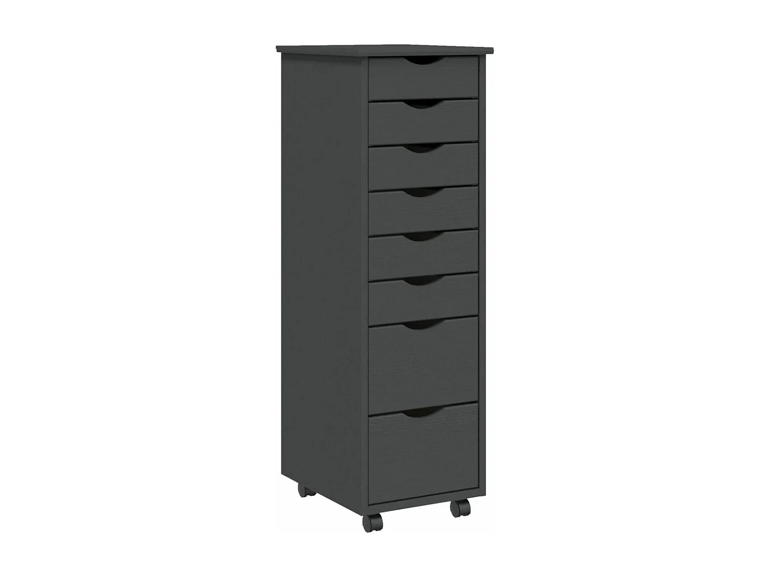 Armoire roulante avec tiroirs MOSS gris bois de pin solide FR81277