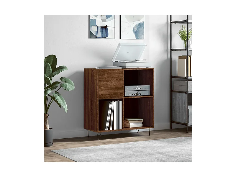 Armoire à disques chêne marron 84,5x38x89 cm bois d'ingénierie FR85085