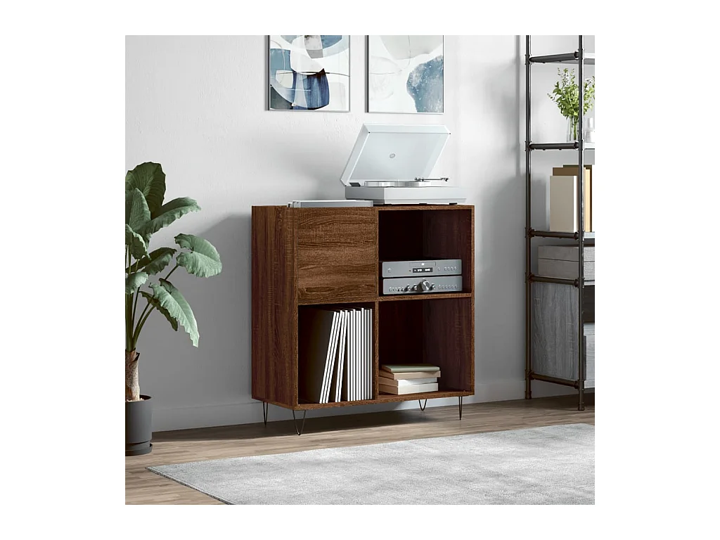 Platenkast 84,5x38x89 cm bewerkt hout bruin eikenkleur BE368937