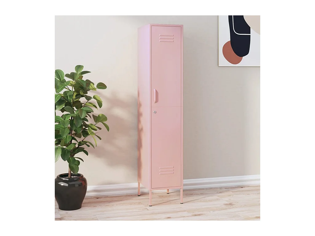 Armoire à casiers Rose 35x46x180 cm Acier FR21786