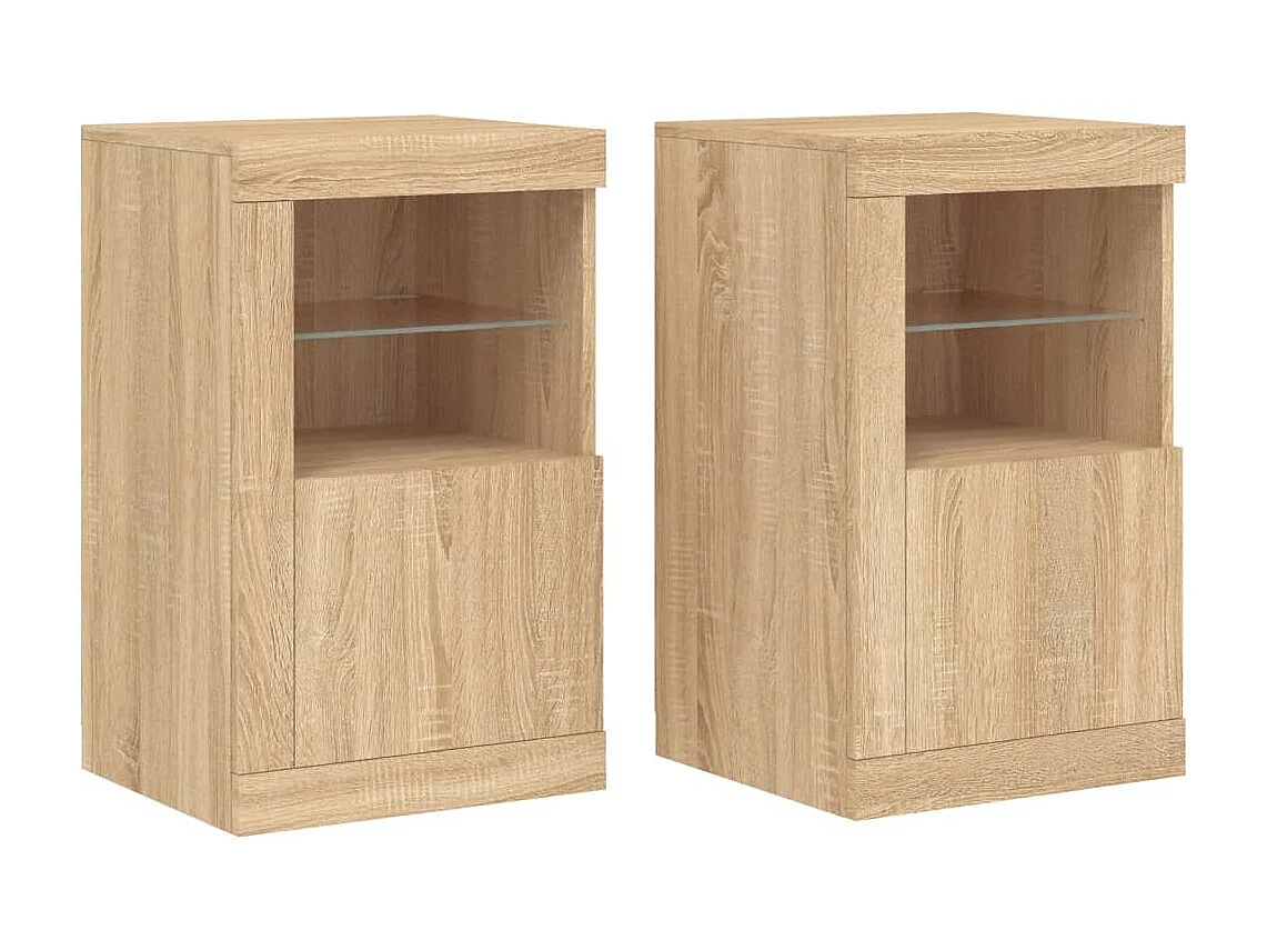 Armoires latérales et lumières LED 2 pcs chêne sonoma FR77503