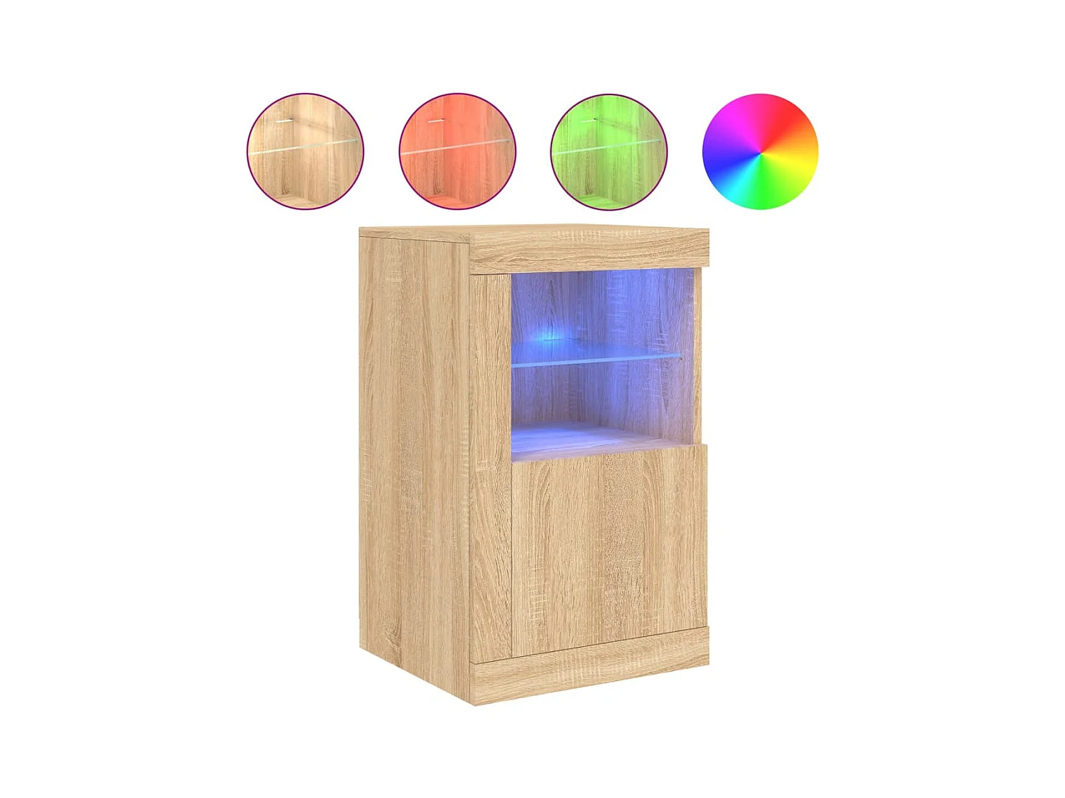 Mesitas de noche luces LED 2 uds madera ingeniería roble Sonoma ES920411