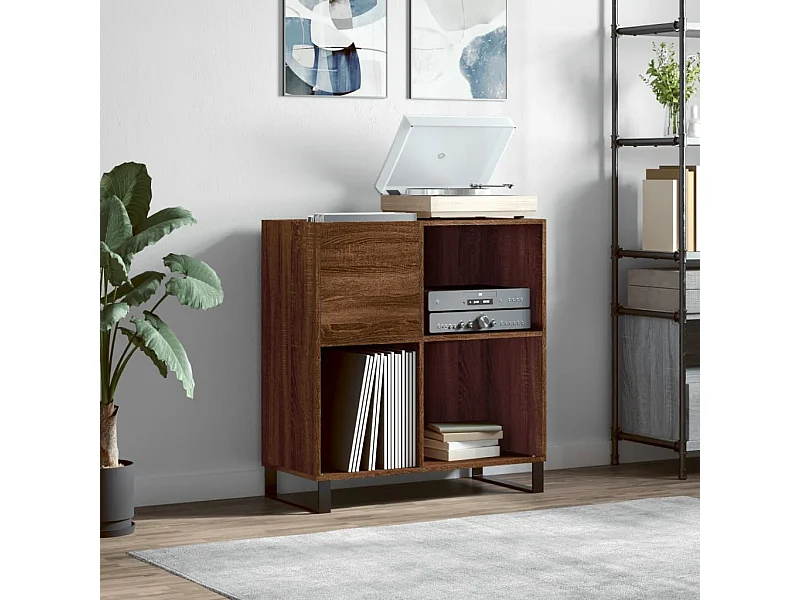 Armoire à disques chêne marron 84,5x38x89 cm bois d'ingénierie FR91563