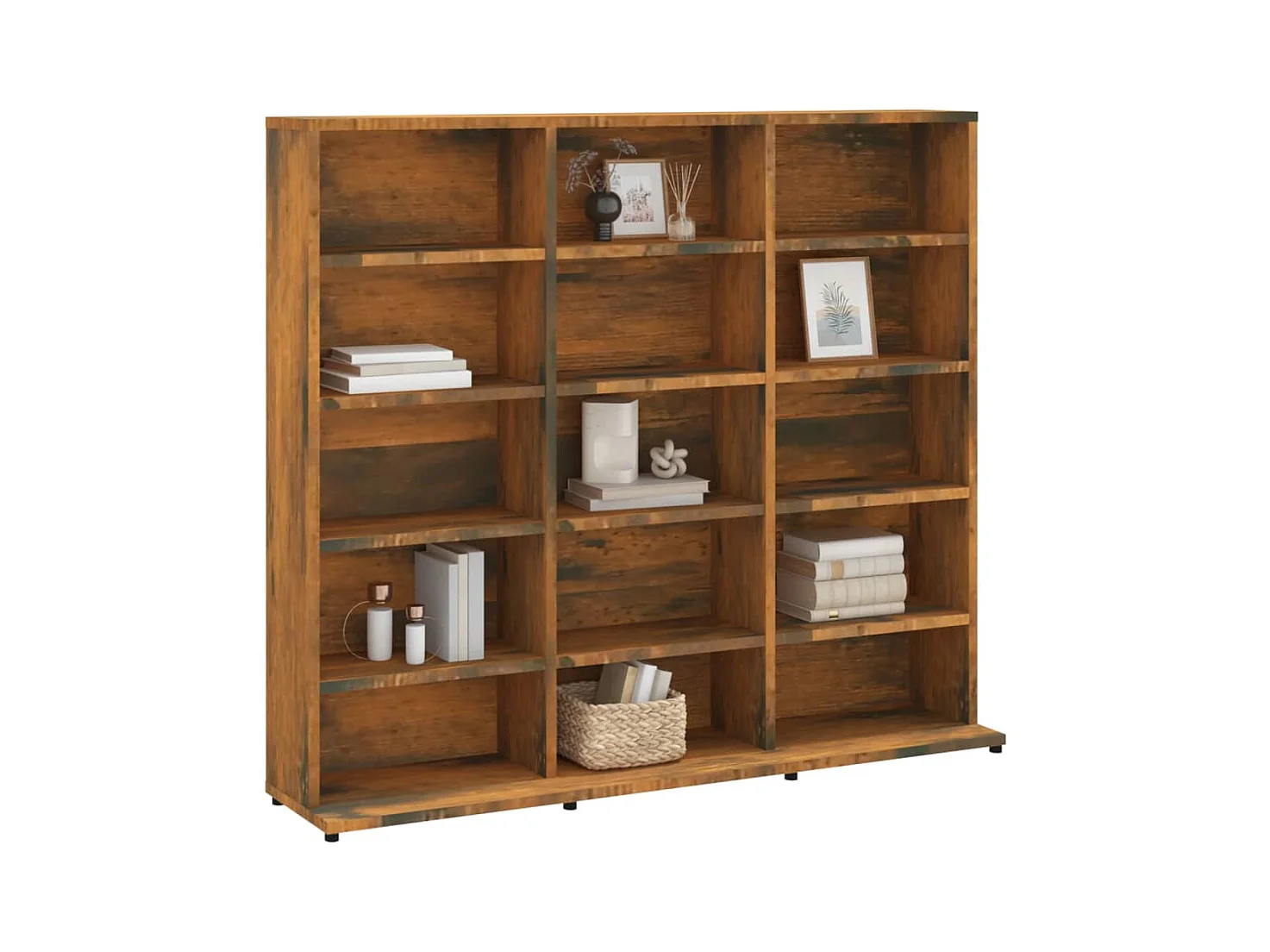 Armoire à CD Chêne fumé 102x23x89,5 cm Bois d'ingénierie FR61578