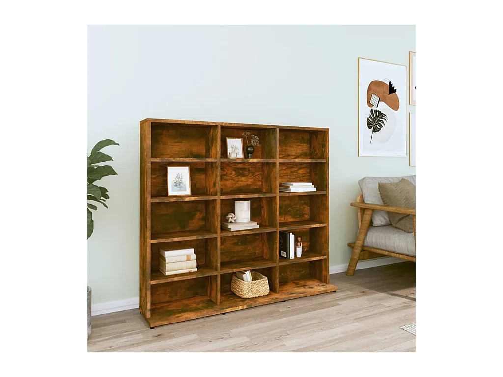 Armoire à CD Chêne fumé 102x23x89,5 cm Bois d'ingénierie FR61578