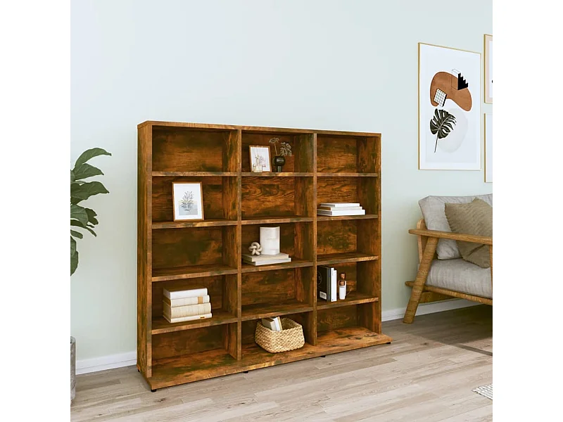 Armoire à CD Chêne fumé 102x23x89,5 cm Bois d'ingénierie FR61578